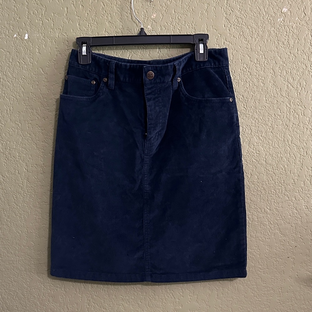 L.L. Bean Navy Corduroy Pencil Skirt